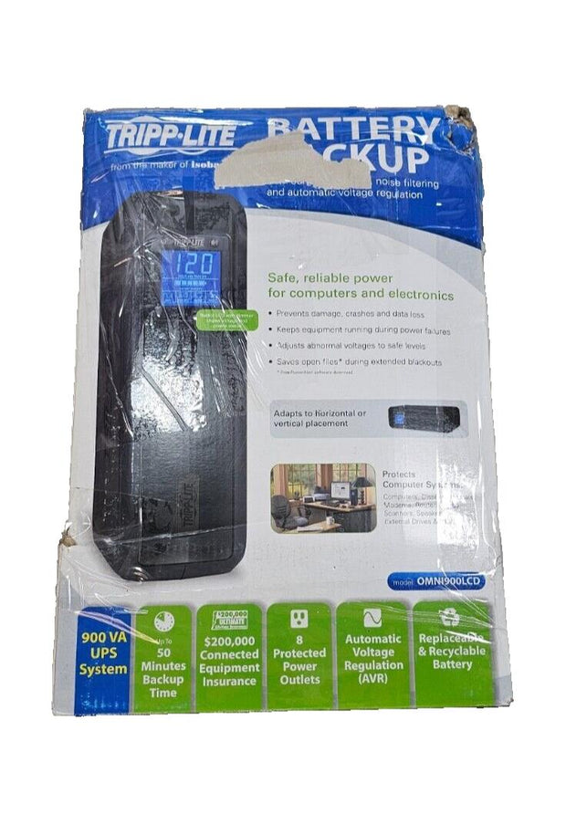 Tripp-Lite OMNI900LCD 8 Outlet UPS Battery Back up, 900VA, 475W, 120V, USB