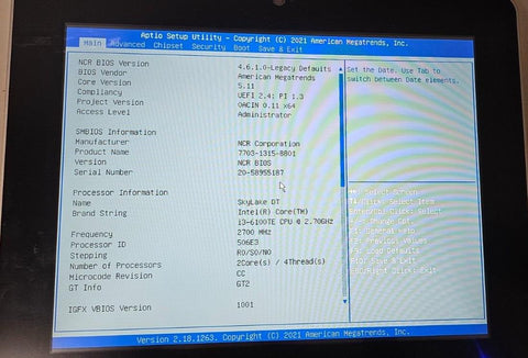 New NCR XR7 Plus 15" POS Touchscreen Terminal, i3-6100TE 8GB/120GB SSD, W10