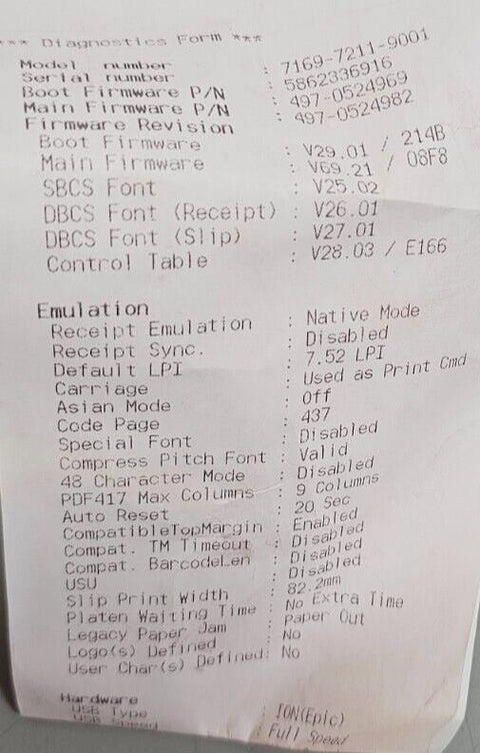 NCR 7169-7011-9001 7169 RealPOS Thermal Printer - Unused, Defective Cutter Assy