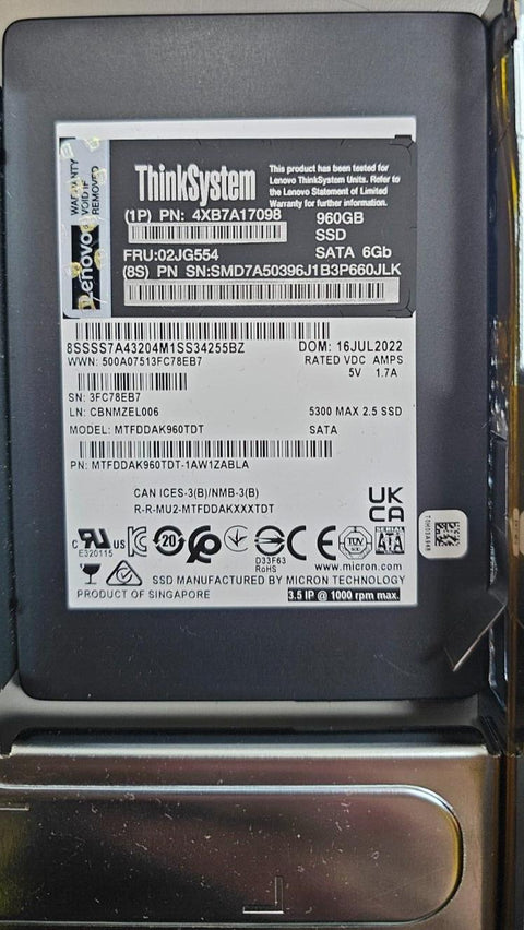 Lenovo SR250 Type 7Y51 1U Rack Server E-2246G, 64GB ECC, 2x960GB 1x1TB, NBD WTY