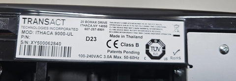 TransACT Ithaca 9000-UL Thermal Printer M9000-1P-USB-10TLPC P/N 1629-0529-9905