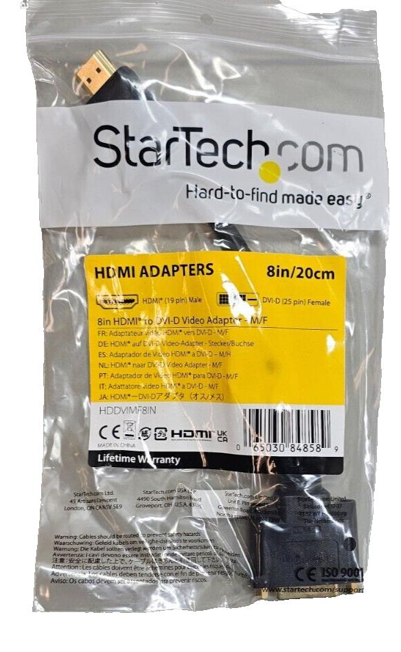 Qty 5 PCS, StarTech 8" HDMI M To DVI-D F Video Adapter Cables HDDVIMF8IN New