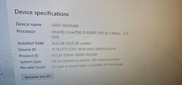NCR S600 1U NAS Server, i5-8500T, 16GB DDR4, 1x 500GB, W10P 4xLFF Rackmountable