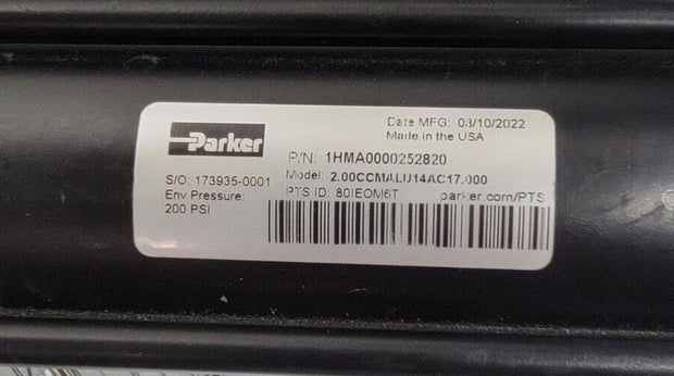 Parker 200 PSI Pneumatic Cylinder 1HMA0000252820 Model 2.00CCMALU14AC17.000