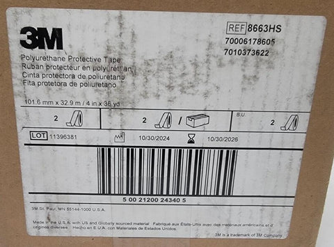 3M Polyurethane Protective Tape, 4" x 36 yd, 8663HS (70006178605) (2 ROLLS)