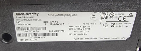 Allen Bradley 1756-OW16I 2017 ControlLogix 16 Pt Digital Relay Module