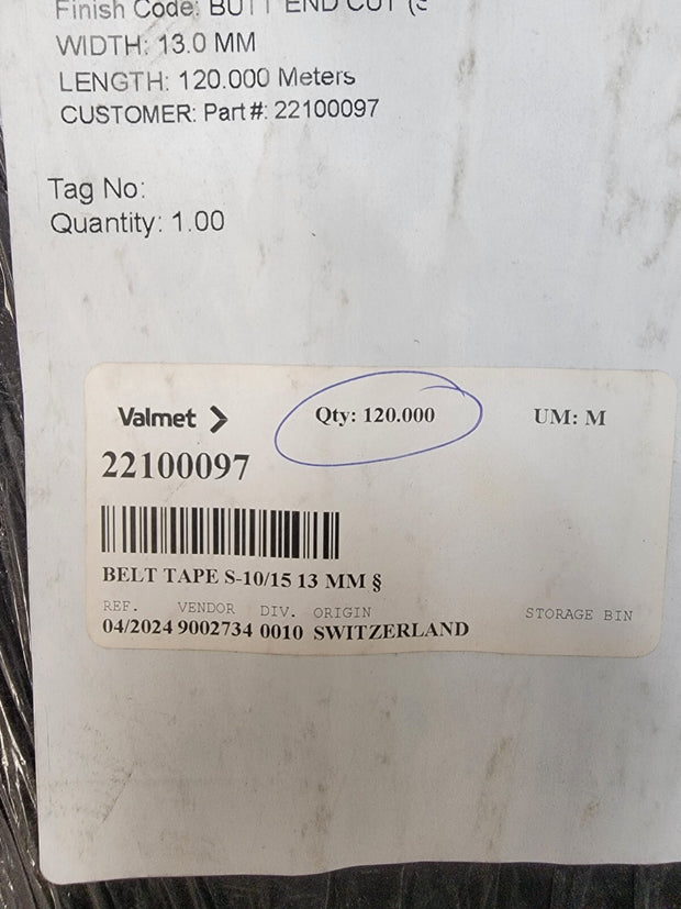 Apache Habasit 13mm width Flat Rewinder Belt S-10/15, 120m