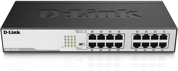 D-Link DGS-1016D 16-Port Gigabit Unmanaged Metal Desktop or Rackmount Switch