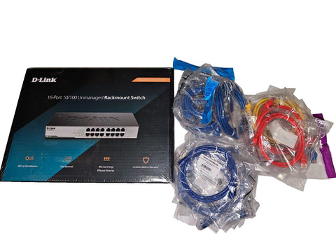 New Bundled D-Link DSS16+ Network switch w/ 16 Ethernet Cables - Pick Length!