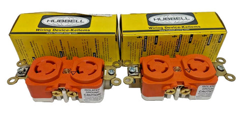 QTY 2 NIB Hubbell IG4700A Dup. Twist-Lock Receptacles 15A 25V 2 Poles 3 Wire