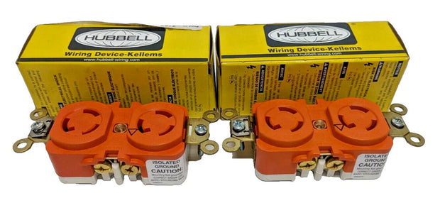 QTY 2 NIB Hubbell IG4700A Dup. Twist-Lock Receptacles 15A 25V 2 Poles 3 Wire