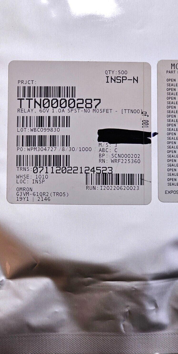 Sealed Reel of 500 Omron G3VM-61QR2 (TR05) Solid State Relays 0-60V 1A 300mOhms