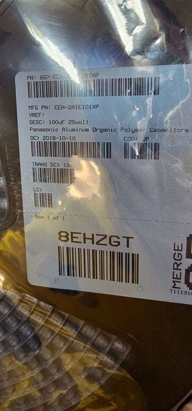 900PCS Panasonic EEH-ZA1E101XP Aluminum Organic Polymer Capacitor 100uF 25V 7.7