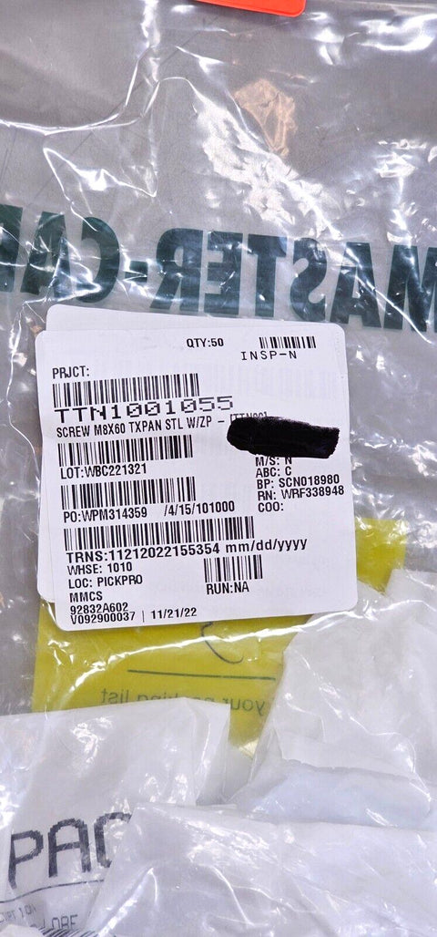 50PCS McMaster Zinc-Plated Steel Button Head T40 Torx Screws M8x60, ISO 7380