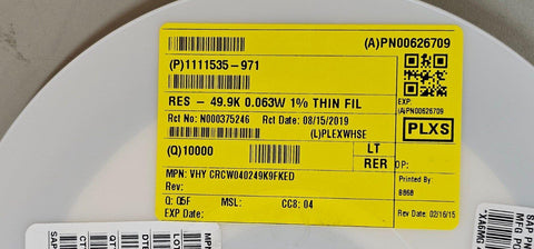 10000PCS CRCW040249K9FKED Vishay Chip Resistor 49.9k Ohm 62.5mW 1/16W 1% 0402