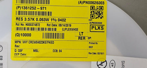 10000PCS CRCW04023K57FKED Res Thick Film 0402 3.57K Ohm 1% 1/16W ±100ppm/°C SMD