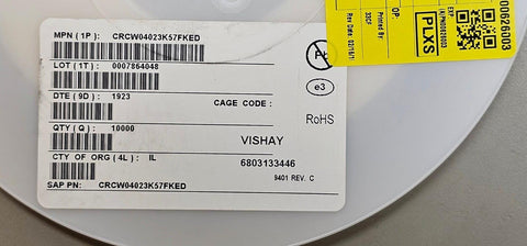10000PCS CRCW04023K57FKED Res Thick Film 0402 3.57K Ohm 1% 1/16W ±100ppm/°C SMD