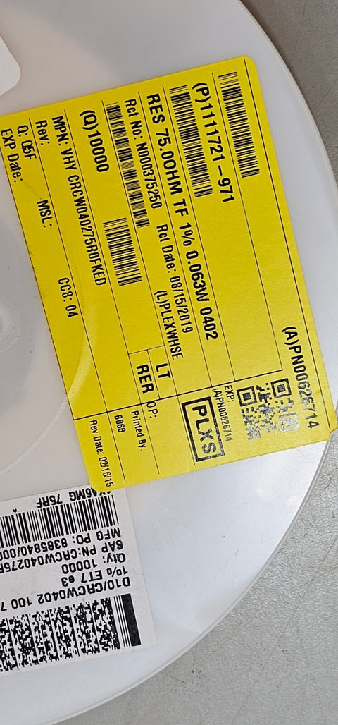 10000PCS Vishay Dale CRCW040275R0FKED Thick Film Resistors 0402 75ohm 1% 6.25mW