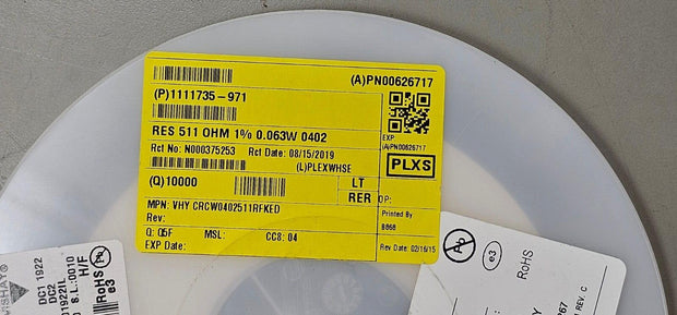 10000PCS CRCW0402511RFKED Thick Film Resistors 511Ohm 1% 1/16W 0402 SMD ROHS