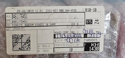 10PCS Fair-Rite 461176451 Ferrite  Clamp on Core 61 360Ohm@100Mhz 18.35mm
