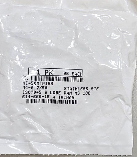 300PCS McMaster Stainless Steel Pan Head Torx Screws M4x50mm ISO 14583, 18-8