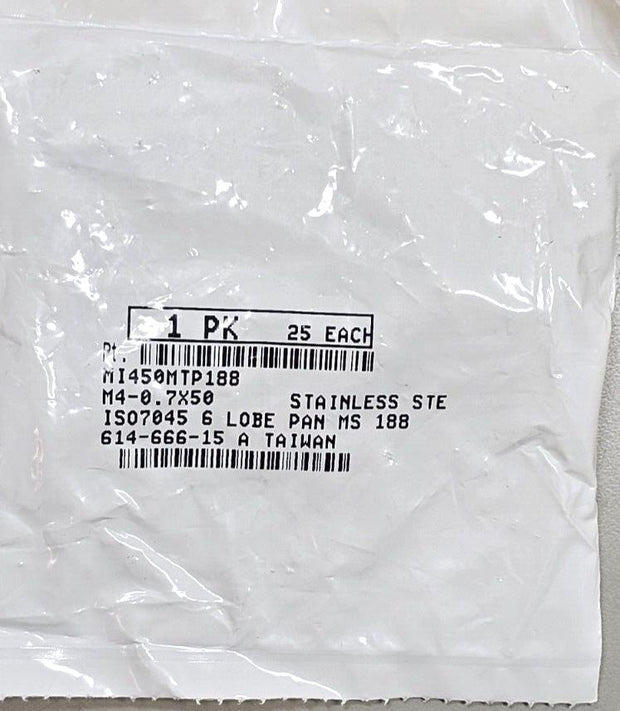 300PCS McMaster Stainless Steel Pan Head Torx Screws M4x50mm ISO 14583, 18-8
