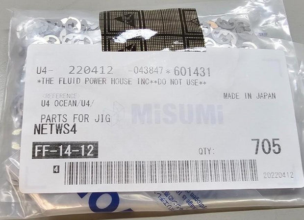 1000PCS Misumi NETWS4 Retaining Ring Externa, E-Type, Fit 4MM Shaft/Bores, Steel