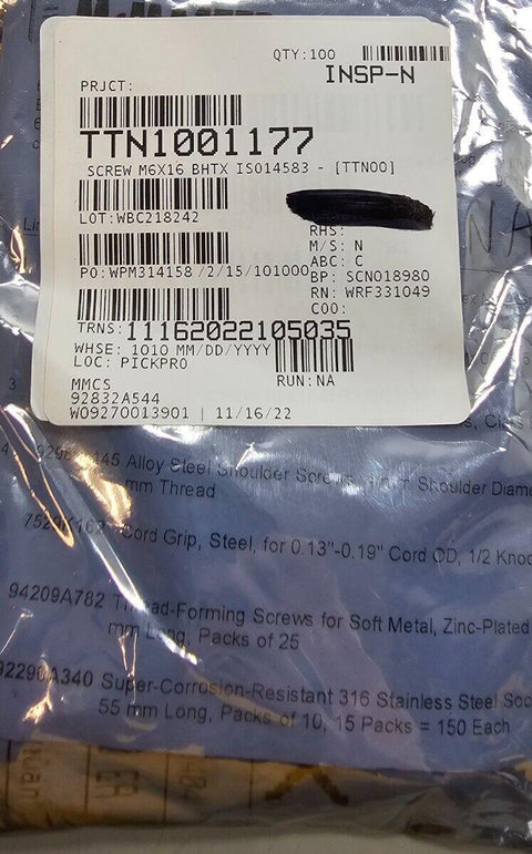 100PCS 92832A544 Zinc-Plated Steel Button Head Torx Screws M6x16mm ISO14583