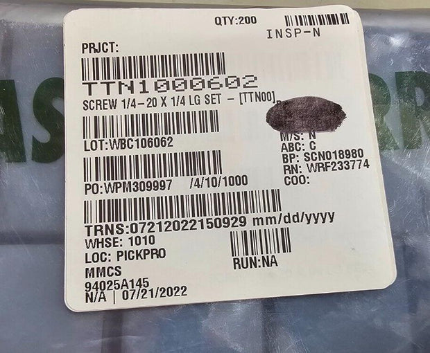 200PCS 94025A145 18-8 Stainless Steel Slotted Cup-Point Set Screws 1/4"-20, 18-8