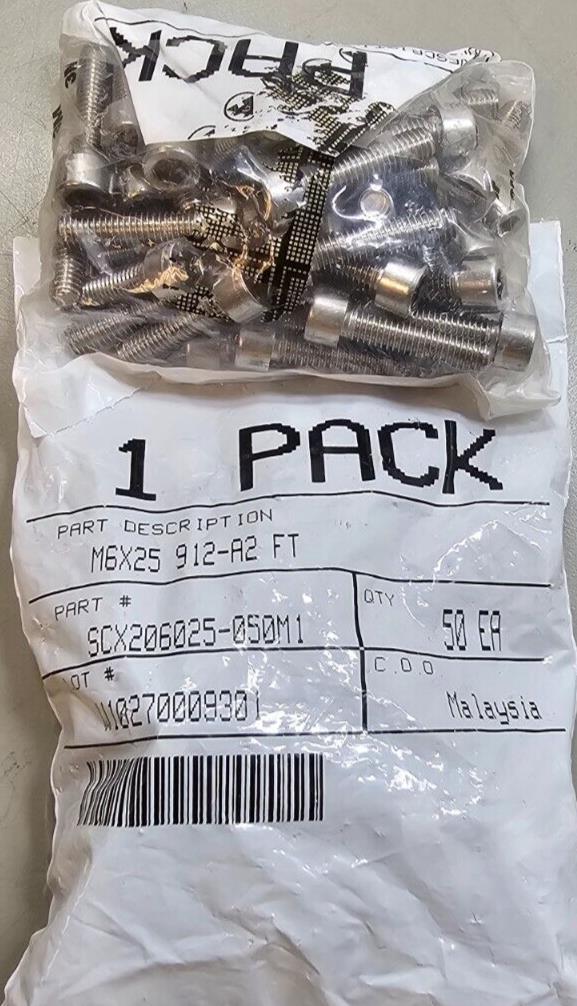 150PCS 91292A138 18-8 Stainless Steel Socket Head Screws M6x25mm, 1mm Thread