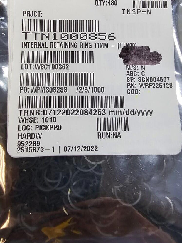 480 PCS Hardware Specialty 952289 11mm Internal Retaining Rings, Stainless Steel