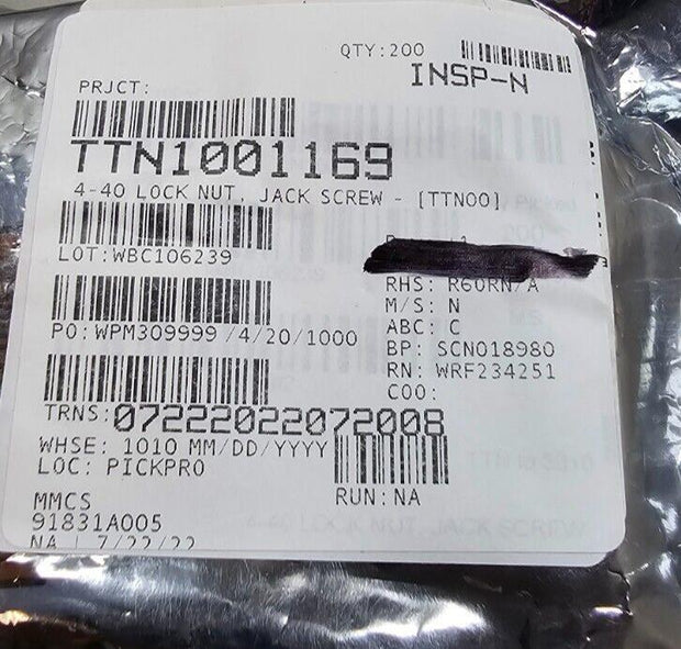 200PCS 91831A005 4-40 Nylon Inserted Self Lock Nuts 304 Stainless Steel 18-8