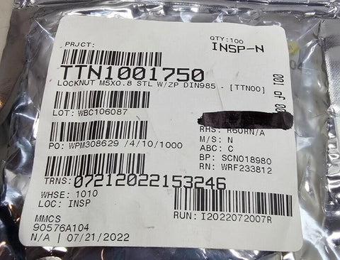 100PCS M5x0.8mm Zinc Plated Medium-Strength Steel Nylon-Insert Locknut DIN985