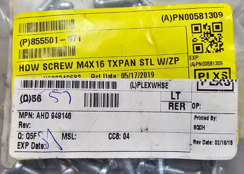 557PCS 949146 M4X16mm Long, Torx, Pan Head Machine Screws, Zinc Plated Steel ISO