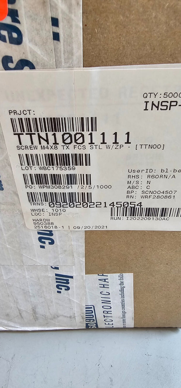 5096PCS 950388 M4X8mm Long, Torx, 90 Degree Flat Head Machine Screws, Zinc PL