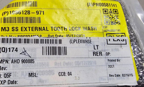 174PCS 900885 M3 External Tooth Lock Washers, Stainless Steel, Passivated, DIN