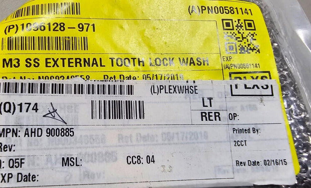 174PCS 900885 M3 External Tooth Lock Washers, Stainless Steel, Passivated, DIN