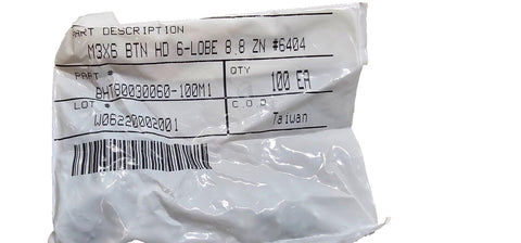 100PCS 92832A215 Zinc-Plated Steel Button Head Torx Screws M3x0.5mm 6mm L, Zinc