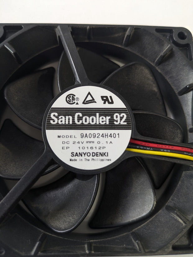2 PCS San Cooler 92 9A0924H401 92x92x25mm Square Brushless Fan, 2.4W 24V 51.2CFM