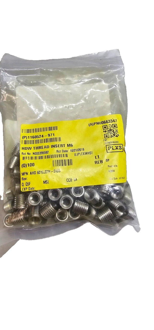100PCS 6010JS24-24-SS Self Tapping/Locking Permanent Thread Inserts M6x1 .375OD