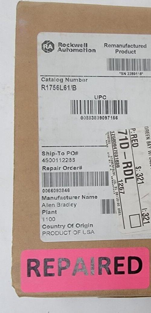 Refurb Allen Bradley 1756-L61/B Logix PAC Controllogix 5561 Processor PN-13837