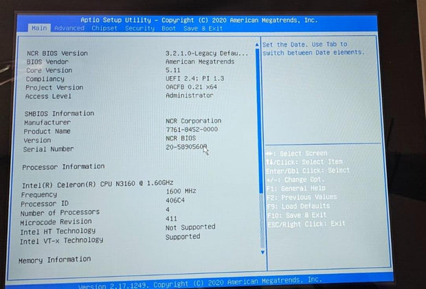 New NCR 7761 P1535 Touchscreen Terminal Display N3160 1.6Ghz, 8GB - No Stand/PSU