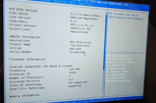 New NCR 7761 P1535 Touchscreen Terminal Dual Display N3160 1.6Ghz, 4GB, No SSD