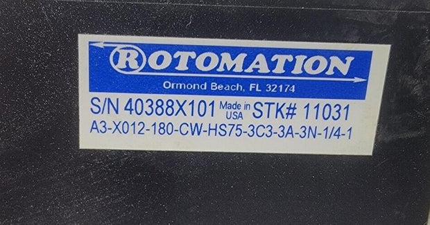 Rotomotion A3 Single Rack Rotary Actuator (A3-X012-180-CW-HS75-3C3-3A-3-3N-14-1)