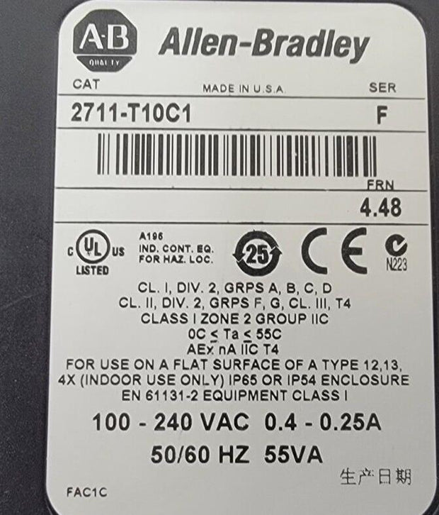 Allen Bradley 2711-T10C1 Series F Panelview Touch Panel, MFR REFURBISHED