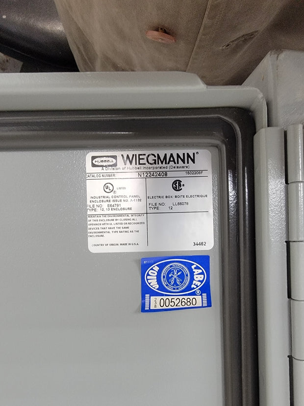 Wiegmann N12242408 24 x 24 x 8 Industrial Enclosure, Wallmount, NEMA 3R/4/12/13