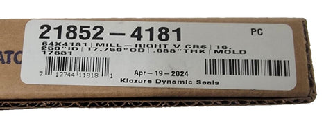 Garlock Klozure 21852-4181 64x4181 Mill-Right V CRS 16.25" ID 17.75" OD Oil Seal