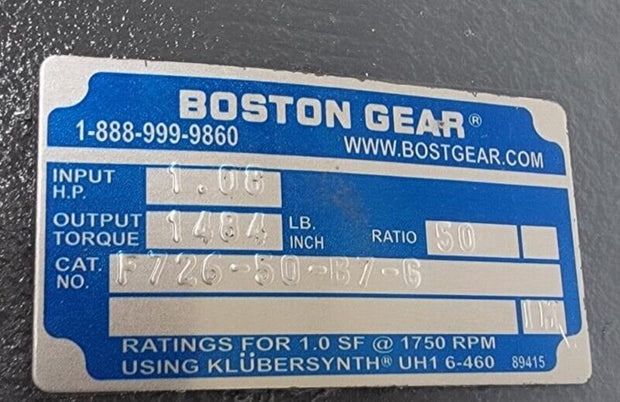 Boston Gear 700 Series F726-50-B7-G Right Angle Speed Reducer