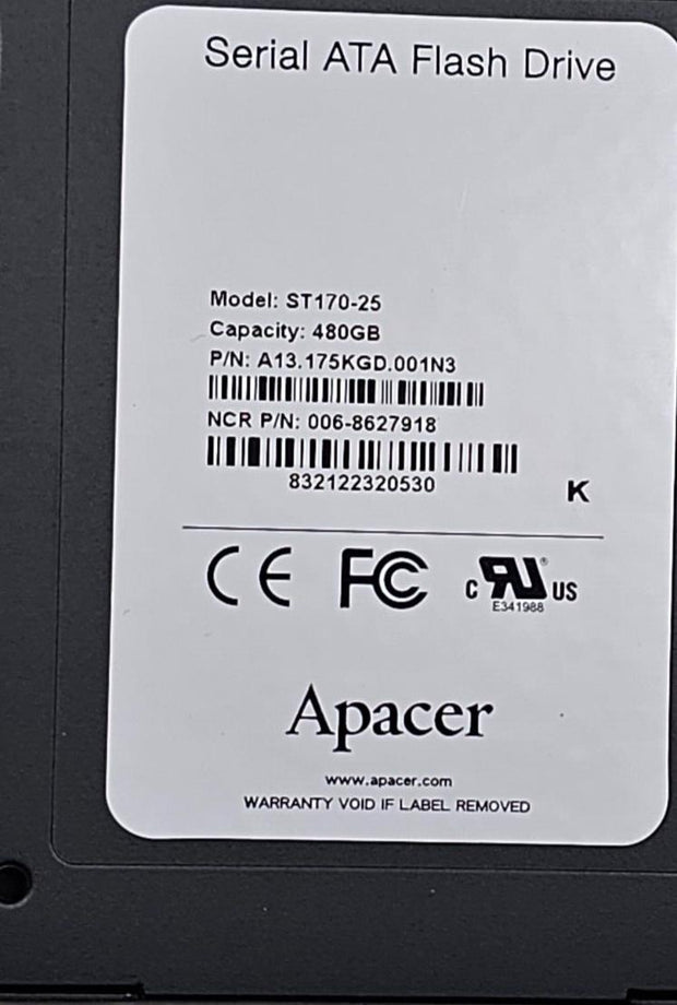 New Apacer/NCR 480GB Industrial Grade Sata 2.5" SSD A13.175KGD.001N3 ST170-25