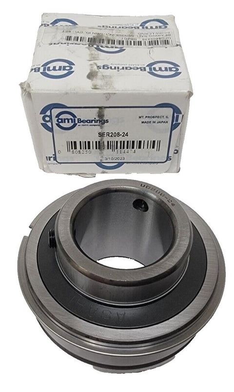 AMI SER208-24 - 1-1/2" Bore - Insert Ball Bearing With Snap Ring and Set Screws